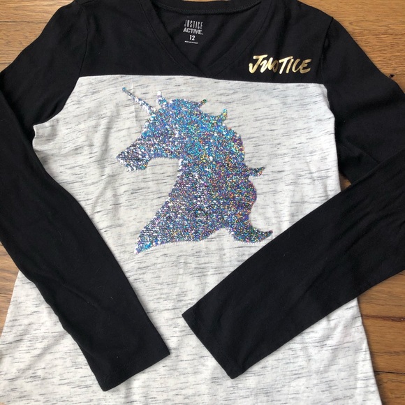Justice Flip Sequin Unicorn-Long Sleeve Size 12 - Picture 2 of 3
